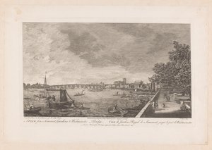 Vista de los jardines de Somerset en el puente de Westminster en Londres de Johann Sebastian Muller