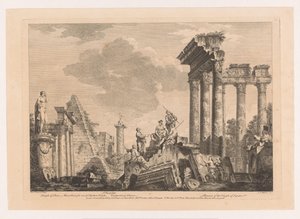 Cinco hombres razonadores en ruinas antiguas de Johann Sebastian Muller