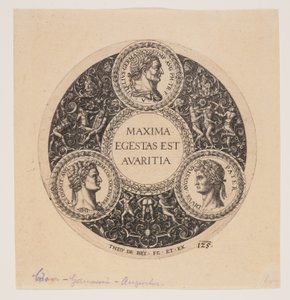 Maxima Egestas Est Avaritia, Diseño para un plato con pie