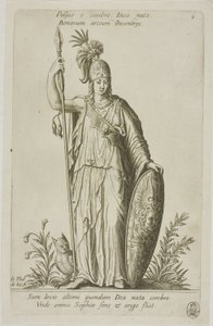 Palas Atenea, placa 6 del Parnaso Bíceps de Johann Theodor de Bry