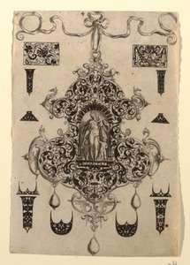 Placa 4, de una serie de ocho diseños de colgantes con las virtudes cardinales de Johann Theodor de Bry