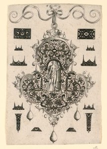 Placa 5, de una serie de ocho diseños de colgantes con las virtudes cardinales de Johann Theodor de Bry