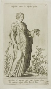 Terpsícore, Musa de la Danza, placa 9 de Parnassus Biceps de Johann Theodor de Bry