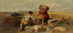 Dos caballeros jugando a los dados