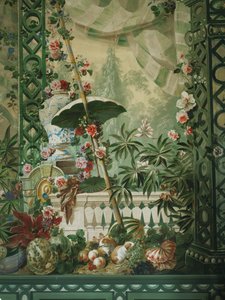 Escena de jardín con sombrilla y lujosa carpa de Johann Wenzel Bergl