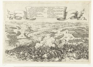 Veldslag aan de rivier de Gete, 1568 Batalla del río Geta con el gobernador albanés. 1568 (título sobre el objeto) de Johann Wilhelm Baur