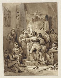 El Conde Guillermo V se vuelve loco y mata a Gerrit van Wateringen, 1357 de Johann Wilhelm Kaiser (I)