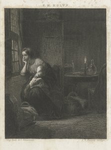 Mujer con niño en una ventana