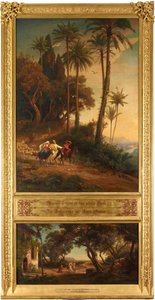 La entrada de Abraham en la Tierra Prometida (arriba). Promesa en el bosque de Mamré (abajo). Del ciclo «Doce paisajes bíblicos con la historia de Abraham» de Johann Wilhelm Schirmer
