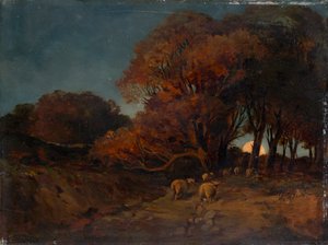 Bosque de otoño a la luz de la luna de Johann Wilhelm Schirmer