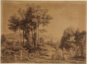Noé planta viñedos (Génesis 9, 20) de Johann Wilhelm Schirmer