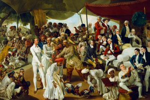 El Coronel Mordaunt observando una pelea de gallos en Lucknow, India, 1790 de Johan Joseph Zoffany