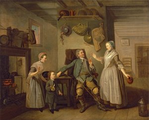 David Garrick y Mary Bradshaw en El regreso del granjero de David Garrick, c.1762
