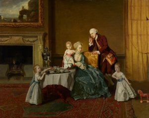 John, decimocuarto Lord Willoughby de Broke, y su familia, c.1766