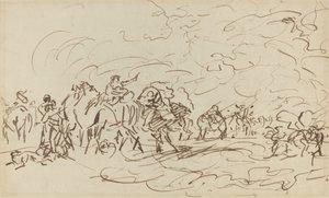 Tormenta de arena en el desierto alcanzando una caravana de Johann Zoffany