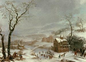 Escena de invierno cerca del río Flustal de Johann the Yngr. Dallinger von Dalling
