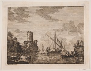 Barcos en un río. A la izquierda una torre de Johanna Fosie