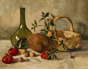 Naturaleza muerta con un coco de Johanna Margaretha van de Kasteele