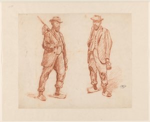 Dos estudios de un hombre caminando de Johannes Abraham Mondt