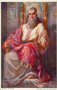 Salomón se sienta para juzgar (litografía en color) de Johannes Adolf Tillack