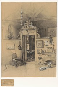 Puerta en el estudio de Bosbooms de Johannes Bosboom (signed by artist)