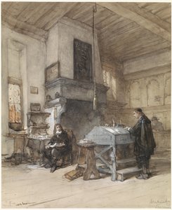 Archivos de Veere con figuras en traje del siglo XVII de Johannes Bosboom