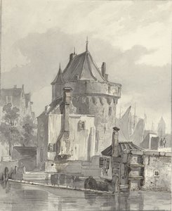 Vista de las Hoofdtoren en Hoorn de Johannes Bosboom