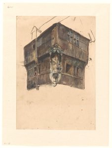 Estudio de la planta superior de una casa de esquina de Johannes Bosboom