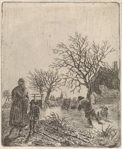 paisaje con patinadores
