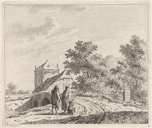 paisaje con puente de piedra de Johannes Christiaan Janson