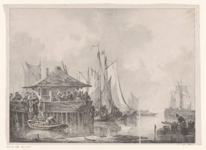 Multitudes en un puerto de Johannes Christiaan Schotel