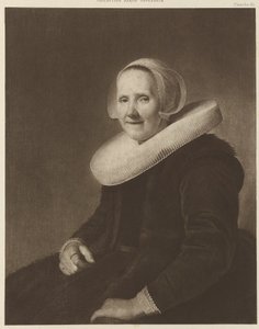 Retrato de una mujer con gorra y cuello blancos