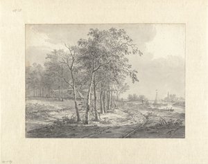 Paisaje con un camino a lo largo de un agua de Johannes Franciscus Christ