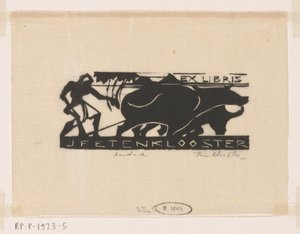 Ex libris de J.F.E. ten Klooster de Johannes Frederik Engelbert ten Klooster (signed by artist)