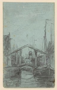 Vista de Dordrecht con puente levadizo de Johannes Gijsbert Vogel