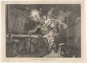 Ceres evita el asesinato de Triptólemo Lyncus y Loup-cervier (título sobre objeto) Representaciones bíblicas, mitológicas y alegóricas (título de serie)