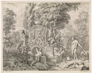 paisaje con fuente y diana y sus ninfas Representaciones bíblicas, mitológicas y alegóricas (título de serie)