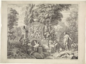 paisaje con fuente y diana y sus ninfas Representaciones bíblicas, mitológicas y alegóricas (título de serie)