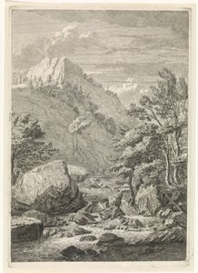 Barranco con una amplia cascada Paisajes en las montañas de Chartreuzer (título de la serie) de Johannes Glauber