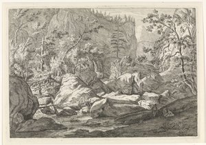 Barranco con rocas y árboles Paisajes en las montañas de Chartreuzer (título de la serie)