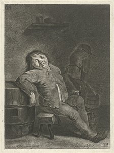 Interior de posada con dos granjeros de Johannes Gronsveld