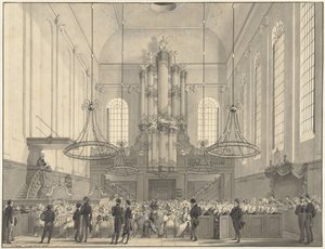 Prof. Dr. van der Palm predicando en la iglesia luterana de La Haya para la familia real, 1828 de Johannes Hari (I)