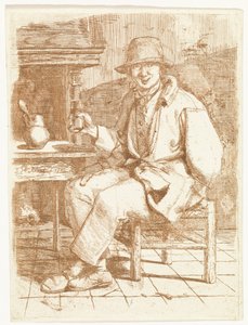 Hombre sonriente con vaso en mano de Johannes Huibert Prins