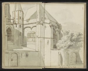 Vista lateral de la Nieuwe Kerk en Delft de Johannes Huibert Prins