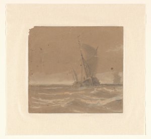 Zeilend vissersschip de Johannes Huygens (signed by artist)