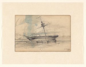 Velero con dos botes de remos