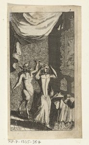el diablo orgulloso Ilustración de libros para Simon de Vries, Seven Duyvelen gobernando y sirviendo a Hedendaeghsche Dienstmaegden, Amsterdam, 1682 de Johannes Jacobsz van den Aveele