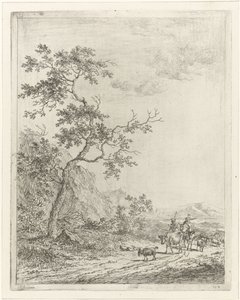 Paisaje montañoso con pastor, pastora y ganado. de Johannes Janson