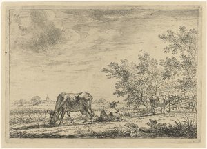 Tres vacas en un prado