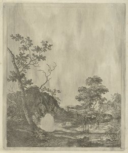 paisaje con ganado en el río de Johannes Janson